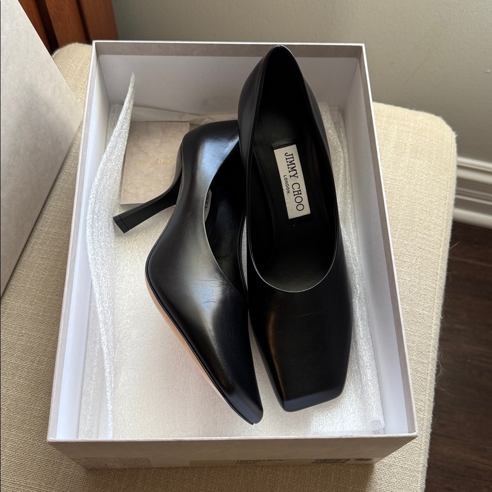 Jimmy Choo Marcela 85 Black Leather Pumps 🏷️